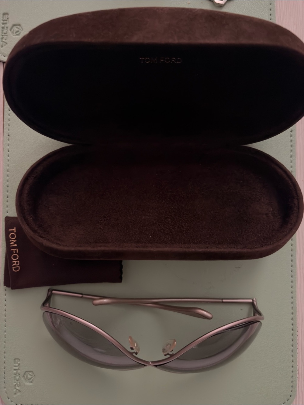 Tom Ford Women's Pink-Tone Metal Rim Sunglasses with Branded Case